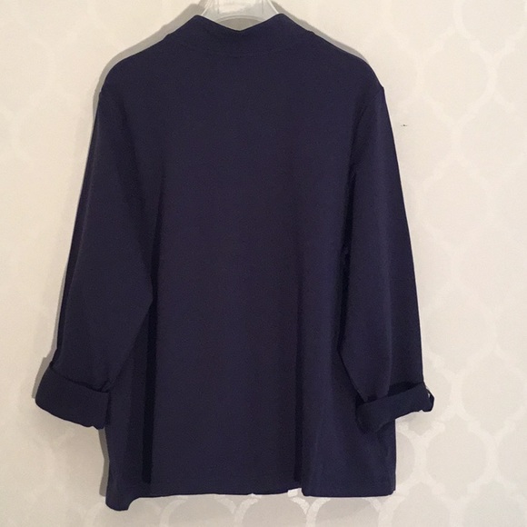 KAREN SCOTT PLUS SIZE NAVY RIBBON TRIM JACKET - Picture 7 of 13
